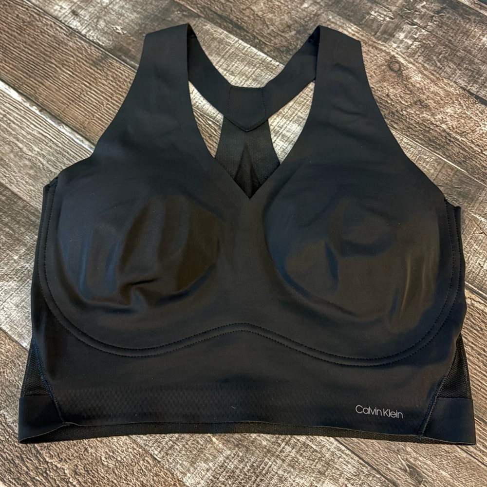 Calvin Klein Black Invisibles Lightly Lined Racerback Mesh Back Bralette-M